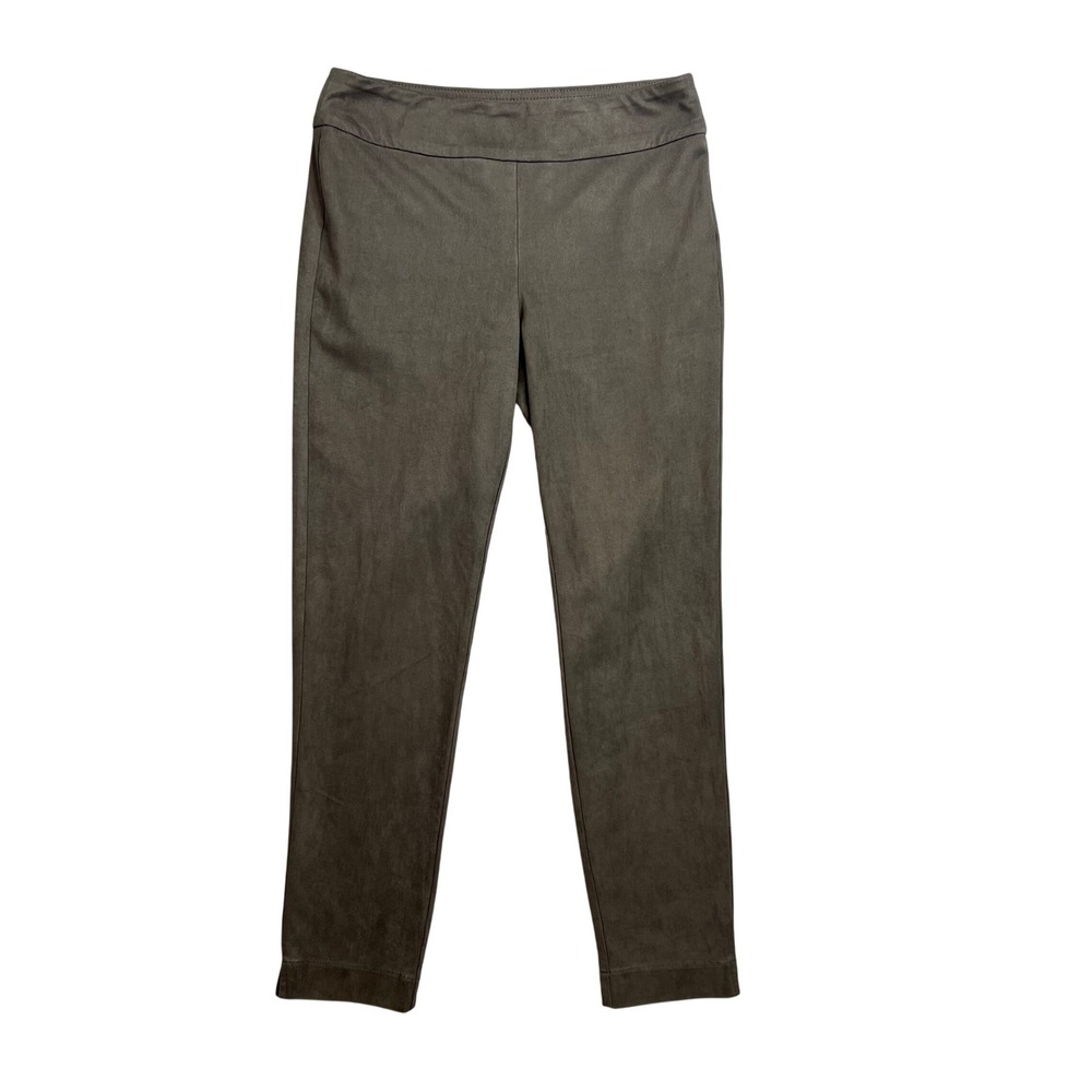 Sigrid Olsen Signature Faux Suede Pants Size S Taupe Pull On Straight Leg
